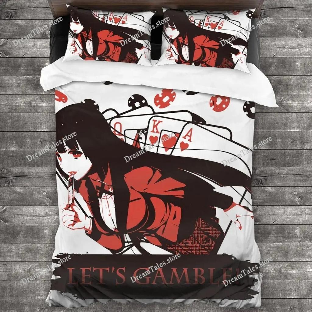 Kakegurui Yumeko Bedding Set Single Twin Full Queen King Size Bed Set Aldult Kid Bedroom Duvet Cover Sets Print Luxus Bettbezug