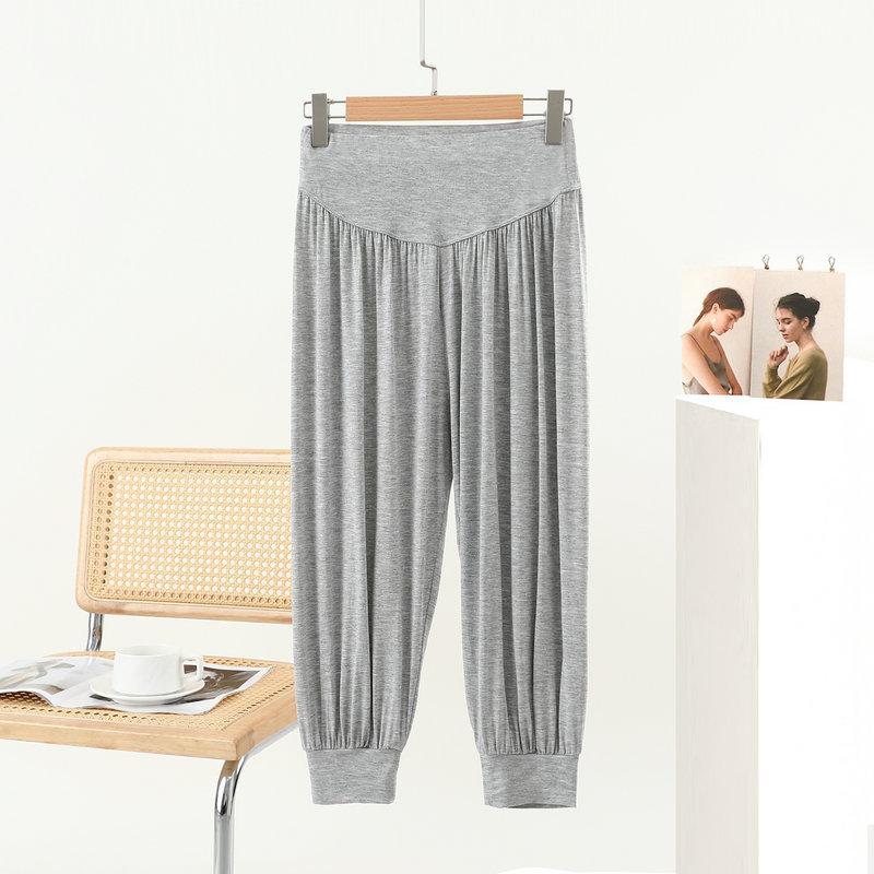 Women's Capri Pants Summer Modal Lightweight Loose-Fit Casual Loungewear Elastic-Cuff Yoga Pants Sports Outwear