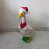 Christmas Porch Goose Outfits Santa Hat with Scarf Festive Costume Yard Goose Statue Clothes for 23" Goose Statue Patio Lawn Garden Decoration