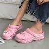 Damen-Clogs mit dicker Sohle zur Größensteigerung mit DIY-Blumen-Schleifen-Accessoires, Rutschfeste verschleißfeste leichte Gartenschuhe, Damenschuhe
