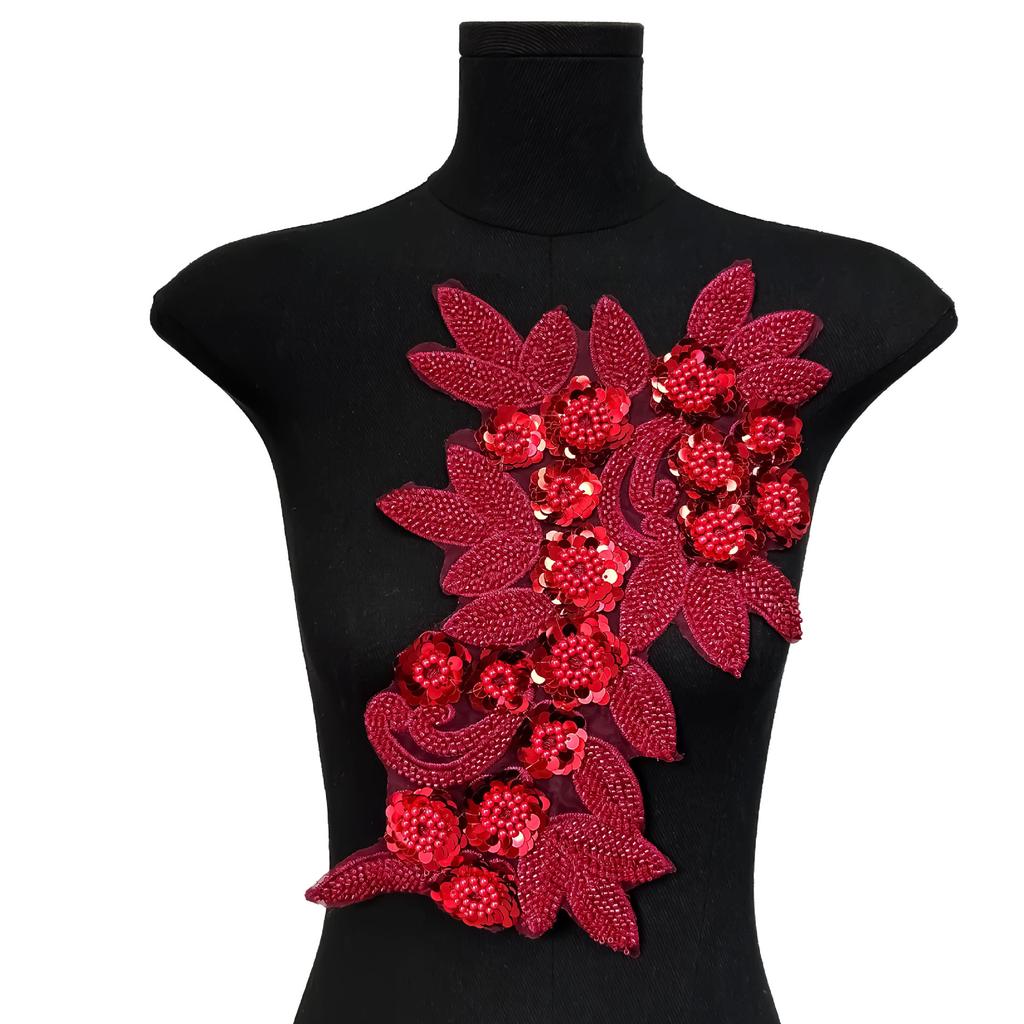 Mesh Sequin Nail Diamond Bead Embroidery Sewing Single Flower Collar Diy Decoration With Clothing Accessories Collar