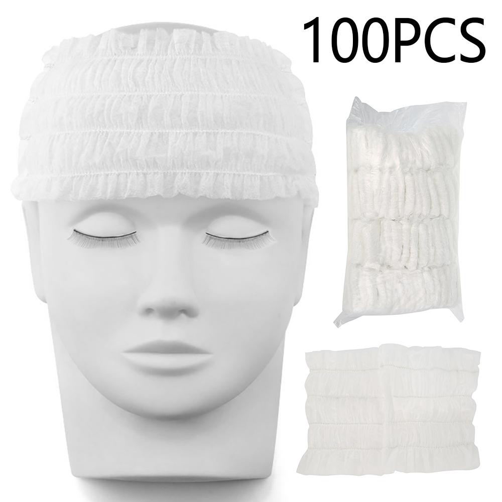 100Pcs Disposable Headband Non Woven Soft Stretch Skin Care Hair Band Women Spa Headbands Salon Makeup Sauna Essential Supplies