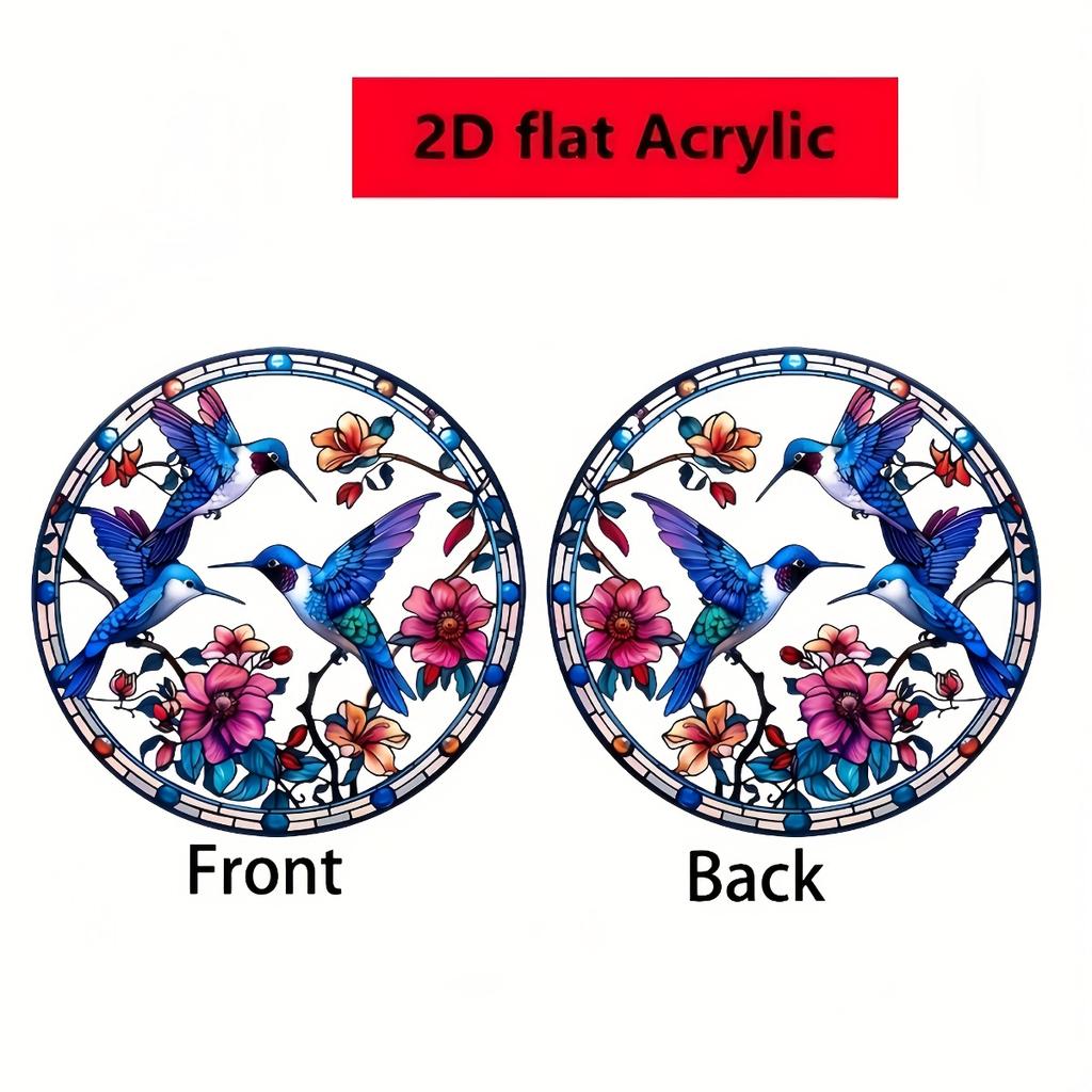 Hummingbird Suncatcher. Acrylic stained decor for home, yard and garden.