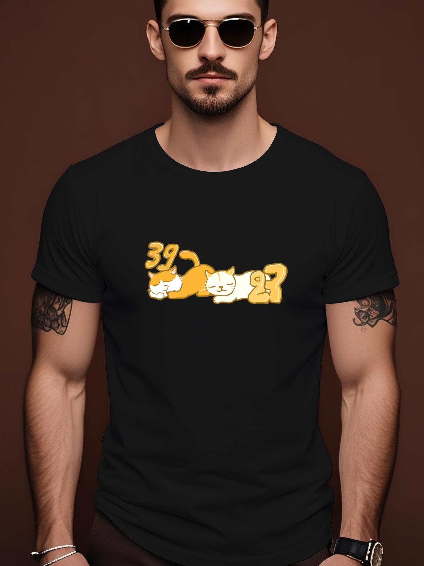Summer Tshirt with Playful Kitten Graphic - Soft Cotton XXXXL