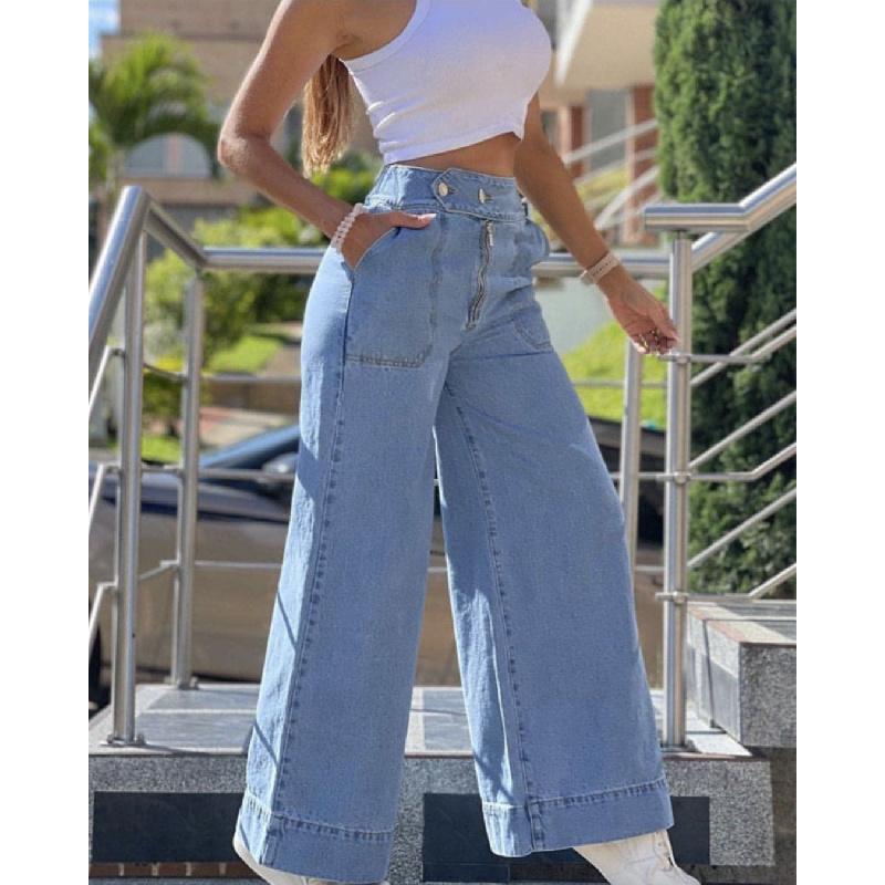 2026 casual long pants, high-waisted wide-leg pants, women's jeans style