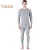 2Pcs/Set Men Warm Suit O-Neck Long Sleeve Tops Elastic Waist Long Pants Set Solid Color Plush Lining Pajamas Set