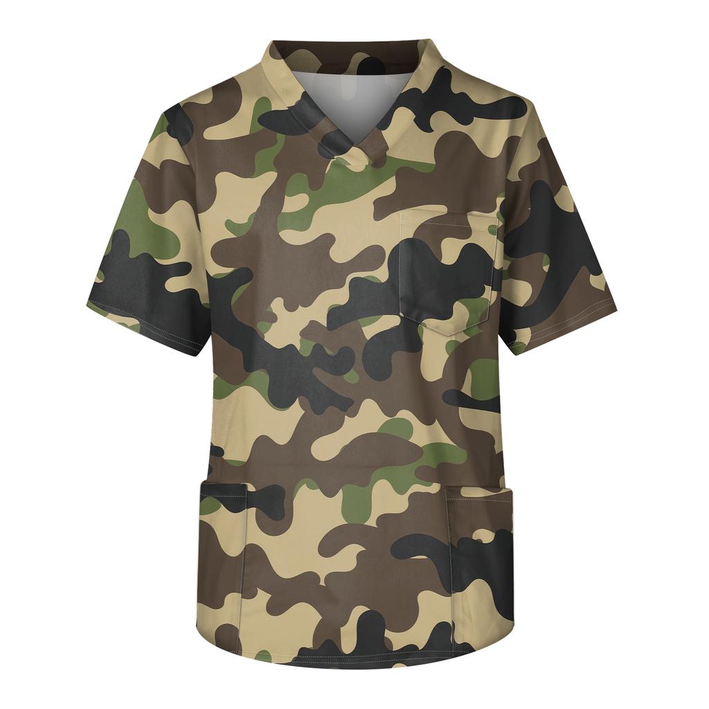 Pánská pracovní halenka s krátkým rukávem a výstřihem do V na hrudi