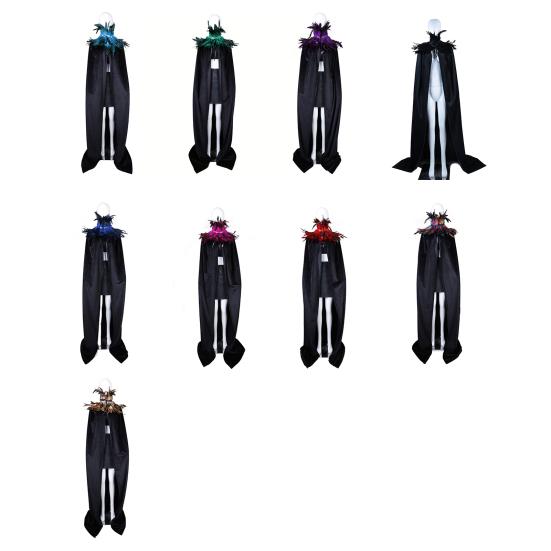Halloween Shawl Velvet Fabric Demon Angel Costume Cloak Easy Strap Faux Feather Collar Halloween Cosplay Cloak