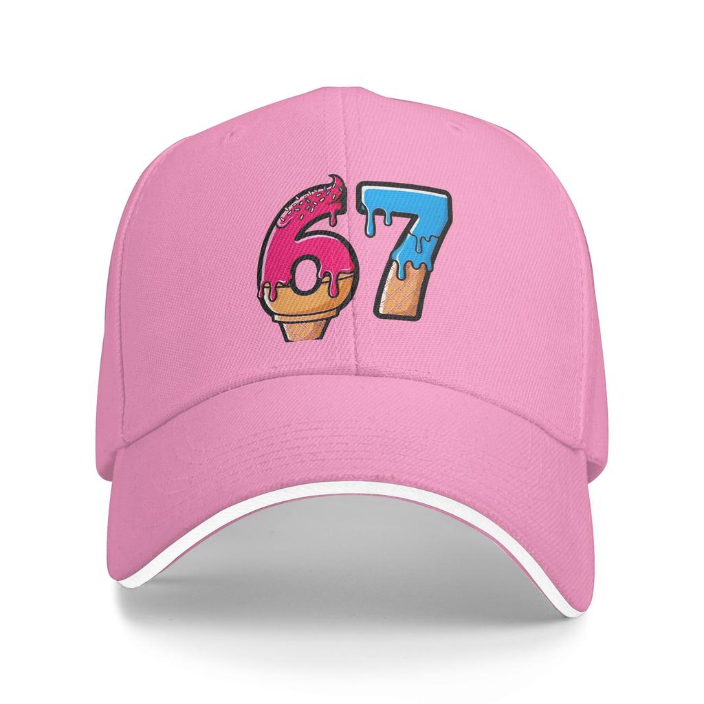 Summer Casual Baseball Cap Ice Cream Numbers 67 Design Outdoor Gym Hip Hop Hats For Unisex Sun Visor Cool Snapback Cap