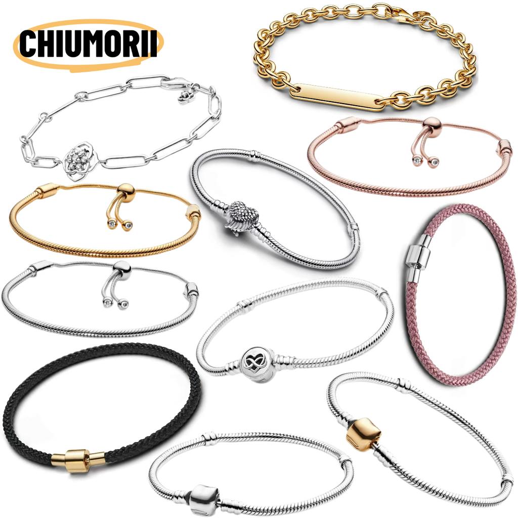 Rope Bracelet Round Bead Adjustable Bracelet s925 Pure Silver Classic Snake Bone Chain DIY Accessories Women's Jewelry Gift