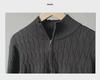 Men's Trendy Cable Knit Zipper Sweater: Loose Fit Half Turtleneck Pullover for Autumn and Winter