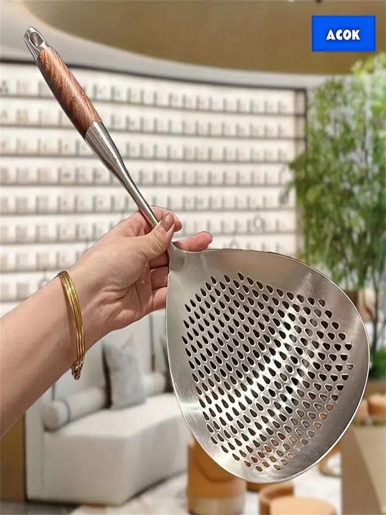 1Pc Stainless Steel Large Colander Skimmer, for Frying and Hot Pot Kitchen Filters, Drainage Accessories for Cooking and Baking, Durable Utensil