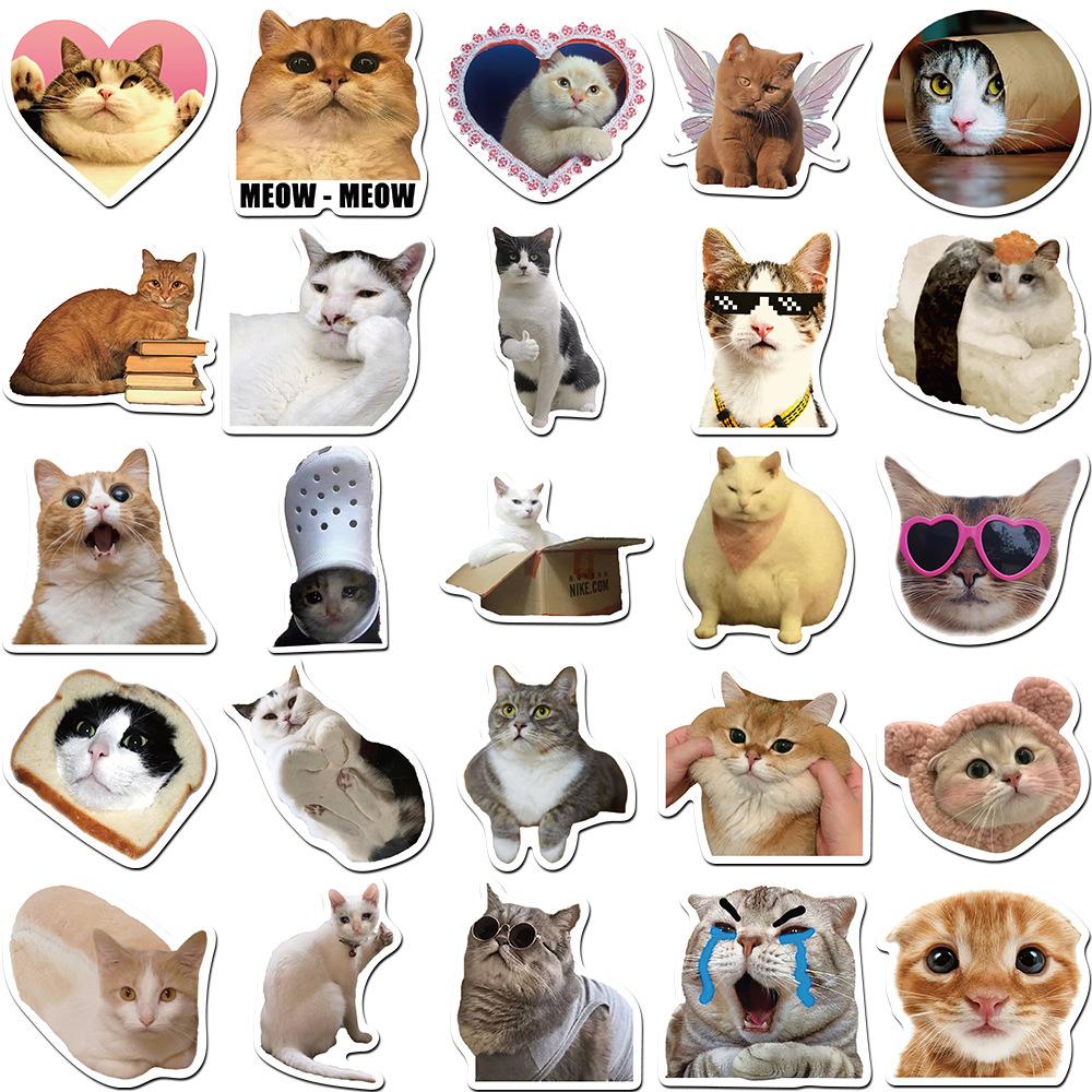 10/30/50pcs Cute Funny Animal Cat Meme Stickers Kawaii Kitten Graffiti Sticker DIY Scrapbook Phone Luggage Diary Decals Toy Gift