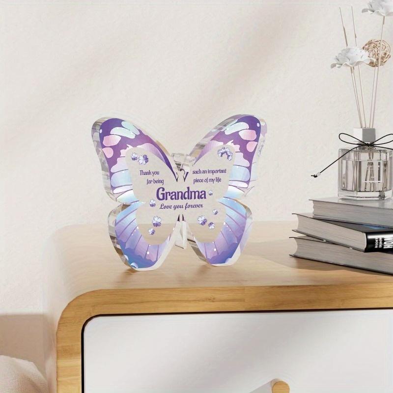 Acrylic Butterfly Plaque - Grandchildren Thank You Gift, Forever Love Decorative Sign for Grandmother, Nurseries, Home Desk Living Room Acrylic Decor