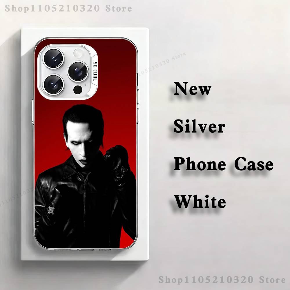 M-Marilyn M-Manson Phone Case For iPhone 17,16,15,14,13,12,11,Mini,Pro,E,MAX White Matte Silicone Whtie Cover