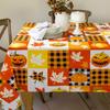 Fall Maple Leaves Pumpkin Checkered Waterproof Tablecloth Table Decor Reusable Kitchen Dining Tablecloth Halloween Decorations