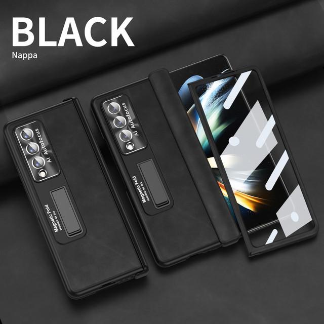 

Кожаный чехол с защитой от отпечатков пальцев в деловом стиле для Samsung Galaxy Z Fold4 5g Fold 4 Fold3 Fold 3 Чехлы из пленки из закаленного стекла for Samsung Z Fold 4 чёрный