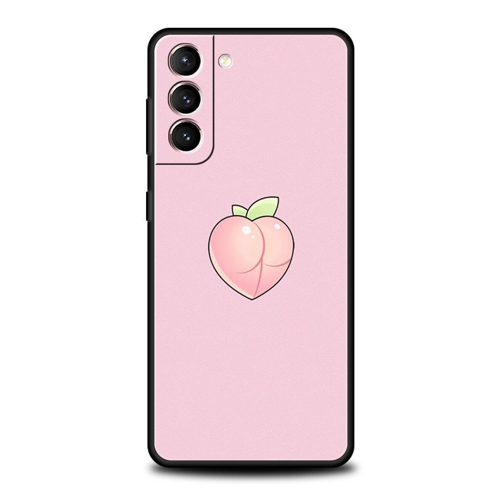 

Phone Case Cover for Samsung Galaxy S25 Edge S24 S23 S22 S20 S21 FE Ultra S10 S10E Plus 5G Soft TPU Capas Cartoon Fruit Peach Samsung S21