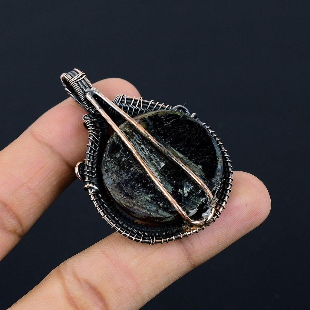 Bi-Color Labradorite Pendant Gemstone Handmade Jewelry, 999 Copper Wire Wrapped Pendant, Gift For Wife Jewelry