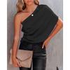 European and American-Style One-Shoulder Draped Satin Shirt