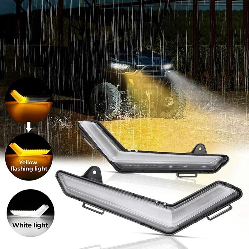 ATV LED Front Flow Turn Signal Light DRL Lights for Can-Am Defender 2020+ Defender Max 2020+ Commander 2025
