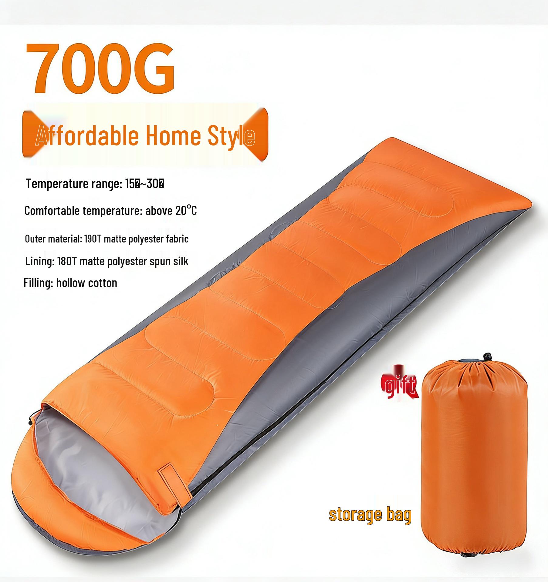 

Year-Round Outdoor Camping & Mountaineering Warm Sleeping Bag 700G сірий/помаранчевий