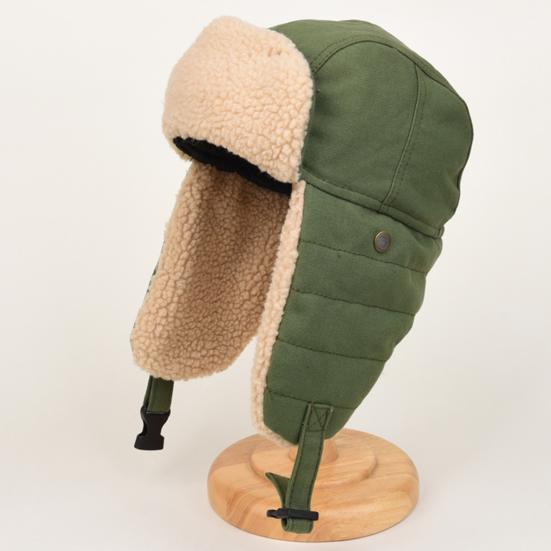 Lei Feng Hat Thickened Inner Lining Solid Color Buckle Closure Versatile Tarp Hat with Ear Protection Daily Clothing