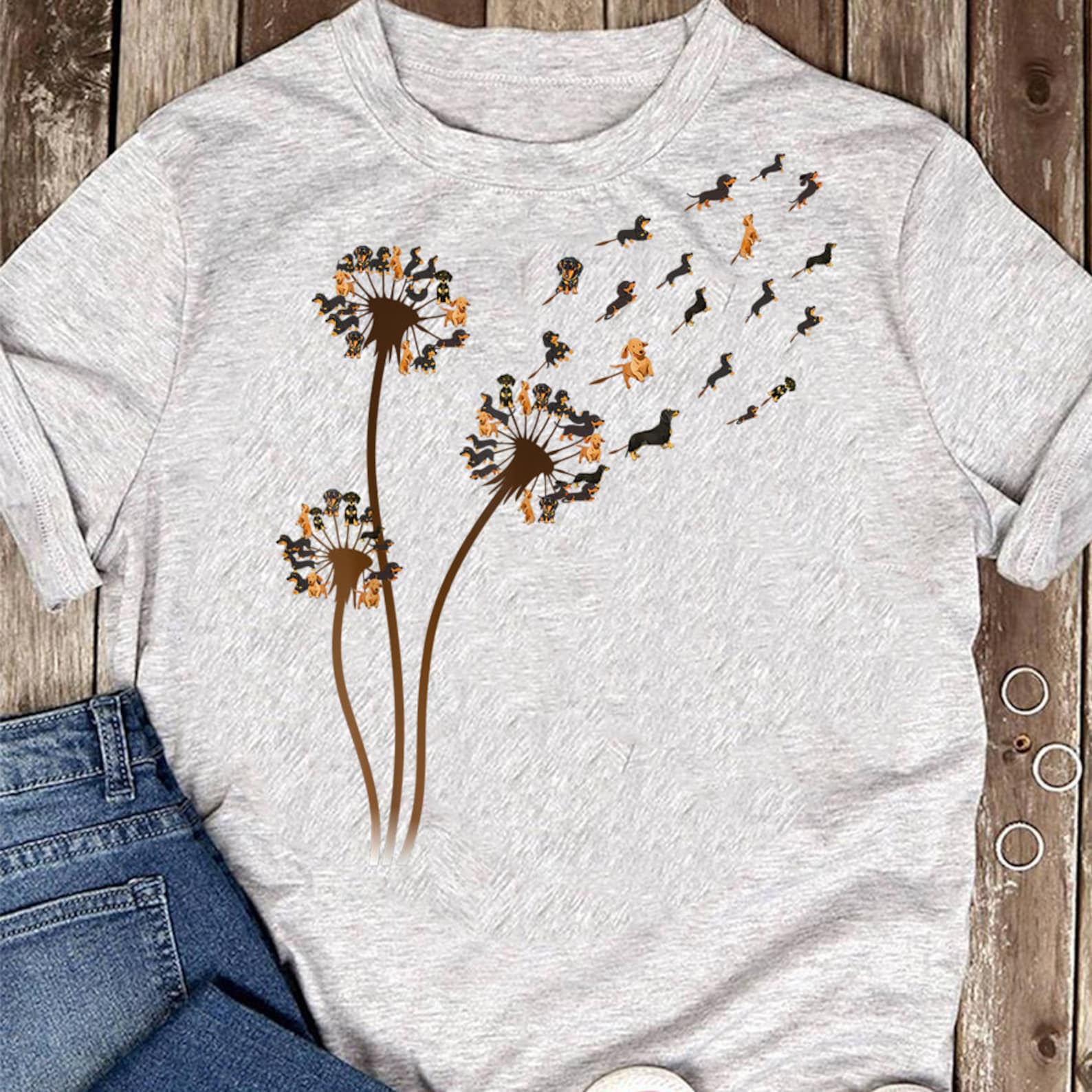 Dachshund Flower Fly Dandelion Funny Cute Dog Lover T-Shirt - Gift for Dog Lovers - Funny Dog - Dachshund Lovers - Mother s Day 3XL