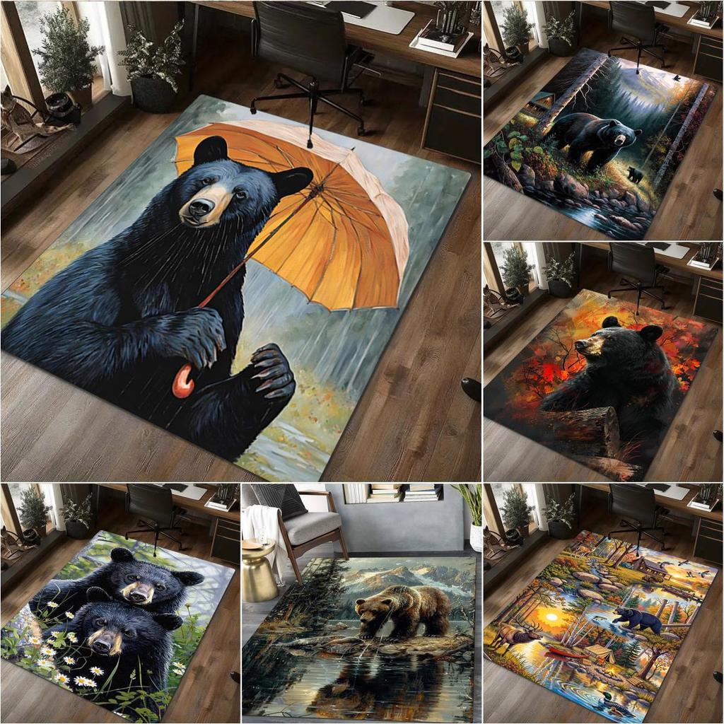 Black bear Rug - Home carpet Office Decorative Carpet For Living Room Bedroom Door Mat Floor Rug Computer Chair Area Rug