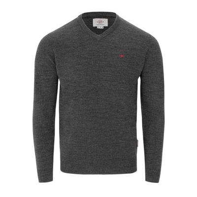Mens Embroidered Logo Acrylic V Neck Long-Sleeved Jumper