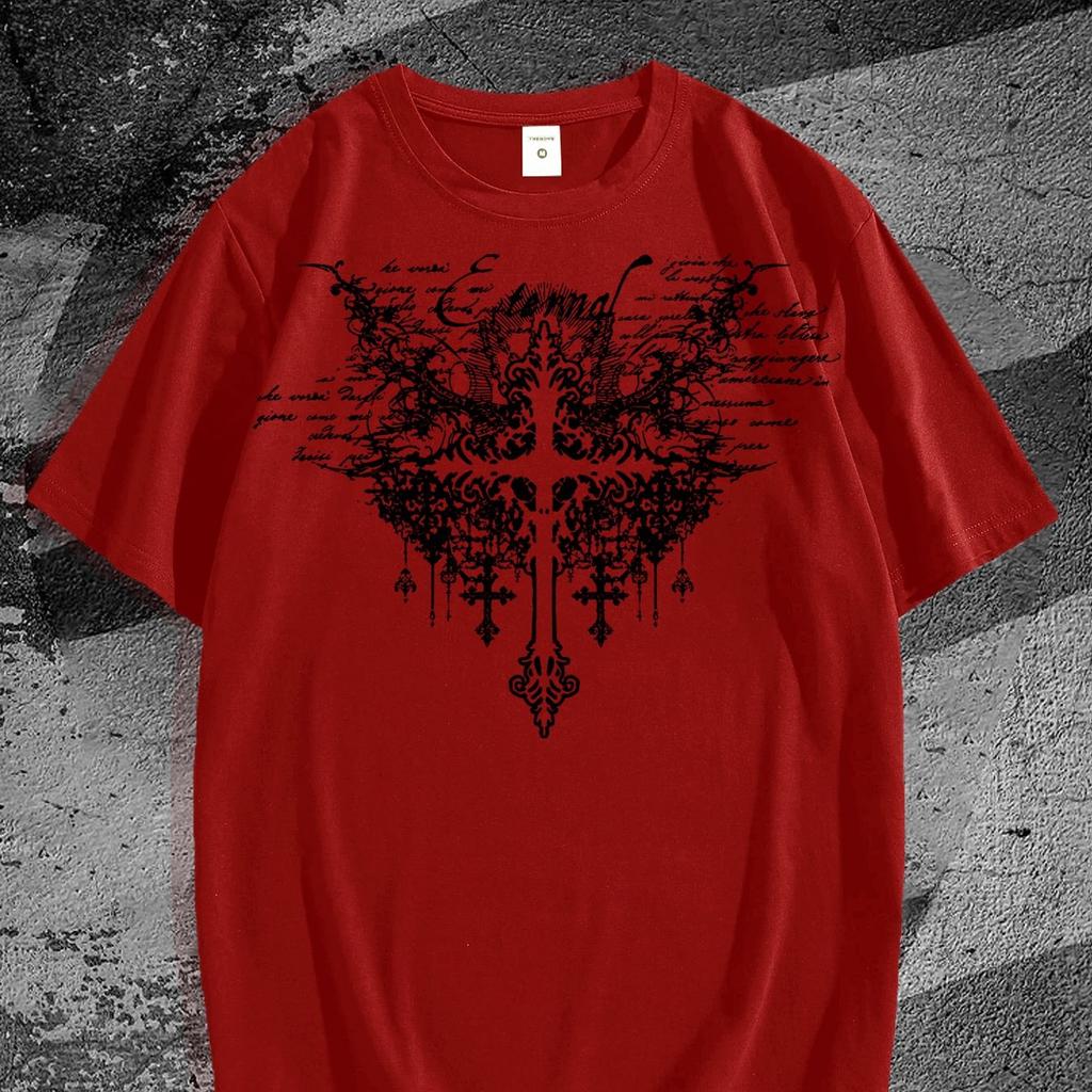 Dark Hip-Hop Men's Printed Summer Short-Sleeve T-Shirt, Casual and Fashionable, Suitable for Daily Wear