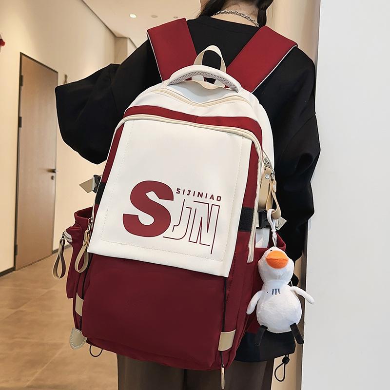 School Bag Children Primary School Students Girls Burgundy Backpack Junior High School Students College Students Backpack