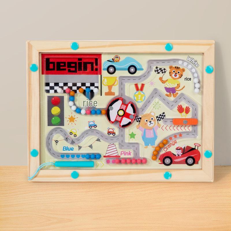Cross-Border Montessori Children's Magnetic Bead Maze Board: Educational Color Sorting and Counting Toy
