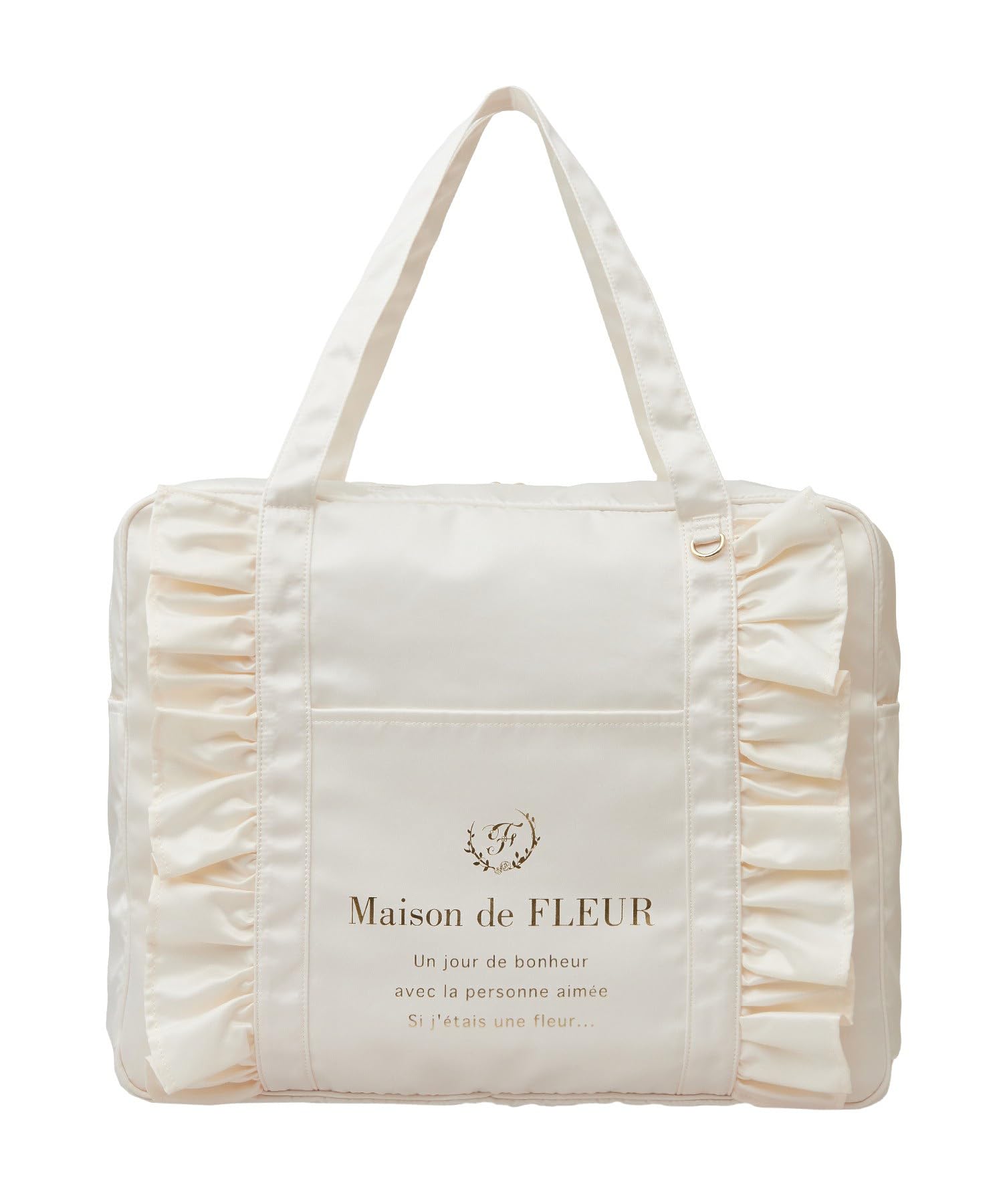 Maison de FLEUR (EC Exclusive) Satin Frill Carry-on Bag, Ivory, Oshikatsu, 8S43F0J1600
