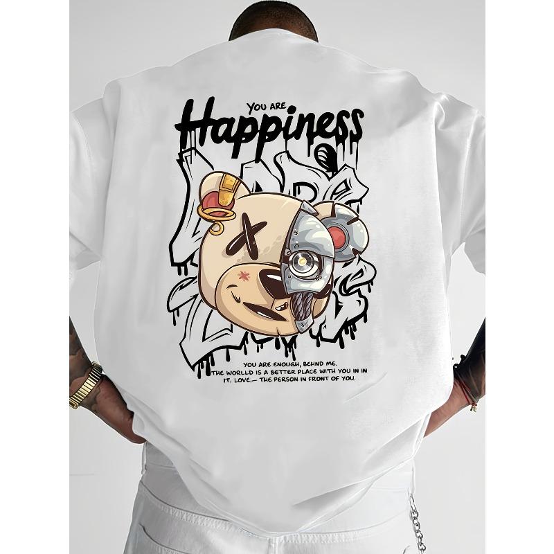 Herren Sommer T-Shirt mit kurzen Ärmeln, Design mit halbem Bärenaufdruck, eine perfekte Wahl für den Sommer, bequem und weich, für Geschäftsreisen und Outdoor-Freizeit