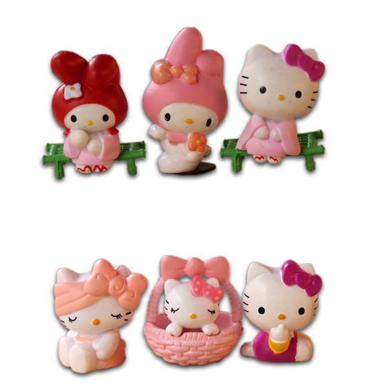 Rozkošných 6ks Hello Kitty Kuromi Sanrio Roztomilých Panenek Příslušenství Pro Sběratele
