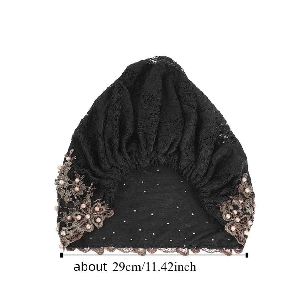 Creative Beaded Decoration Ethnic Headscarf Hat Comfortable Soft Ethnic Beaded Hat Personality Retro Head Wrap Cap Ethnic Style