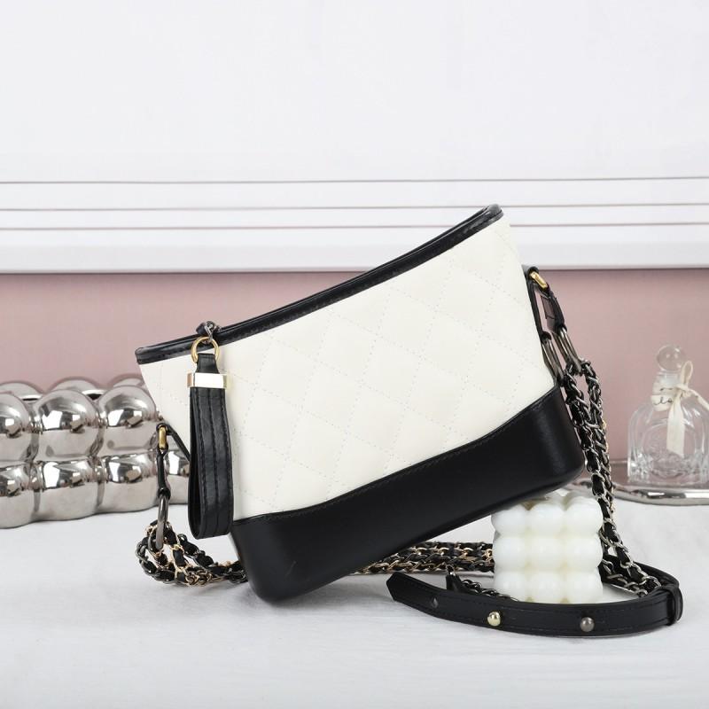 Fashion Genuine Leather Vagrant Bag Lattice Chain Contrast Bucket Net Red Shoulder Cross-body