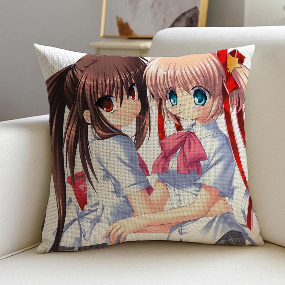 Little Busters Cushion Cover Cushion Cover Pillowcase, Anti-Mite Invisible Zipper, Linen Sofa Cushion
