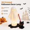 Halloween Ghost Walking Cat Ornament Warm Light Glowing Ghost Figurine Festive Tabletop Decor For Home Holiday Party Display