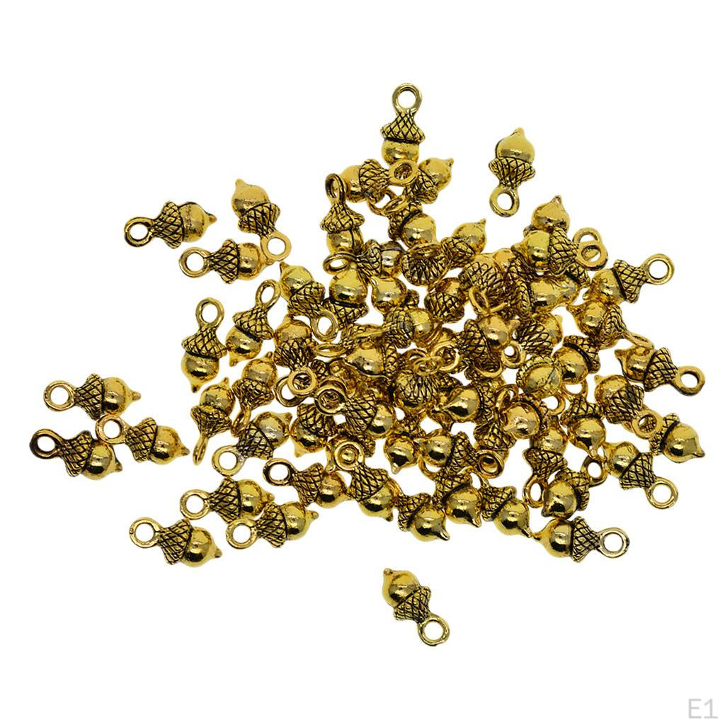 50er-Pack Metall-Frucht-Eichel-Perlen für Anhänger, Armbänder