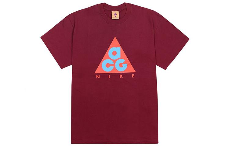 Nike ACG T Shirts Men s Dark Beet Red Crew Neck Moderate Straight Fit CV1533-638 XS
