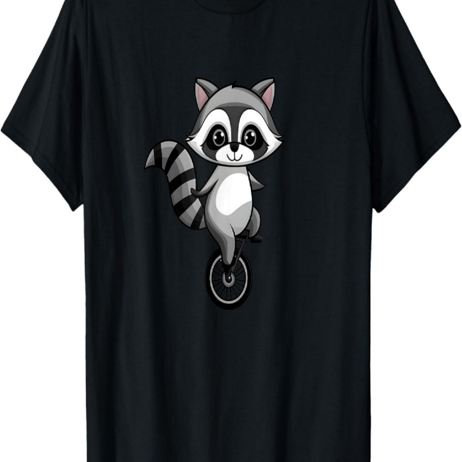 Raccoon Riding a Unicycle T-Shirt S чёрный