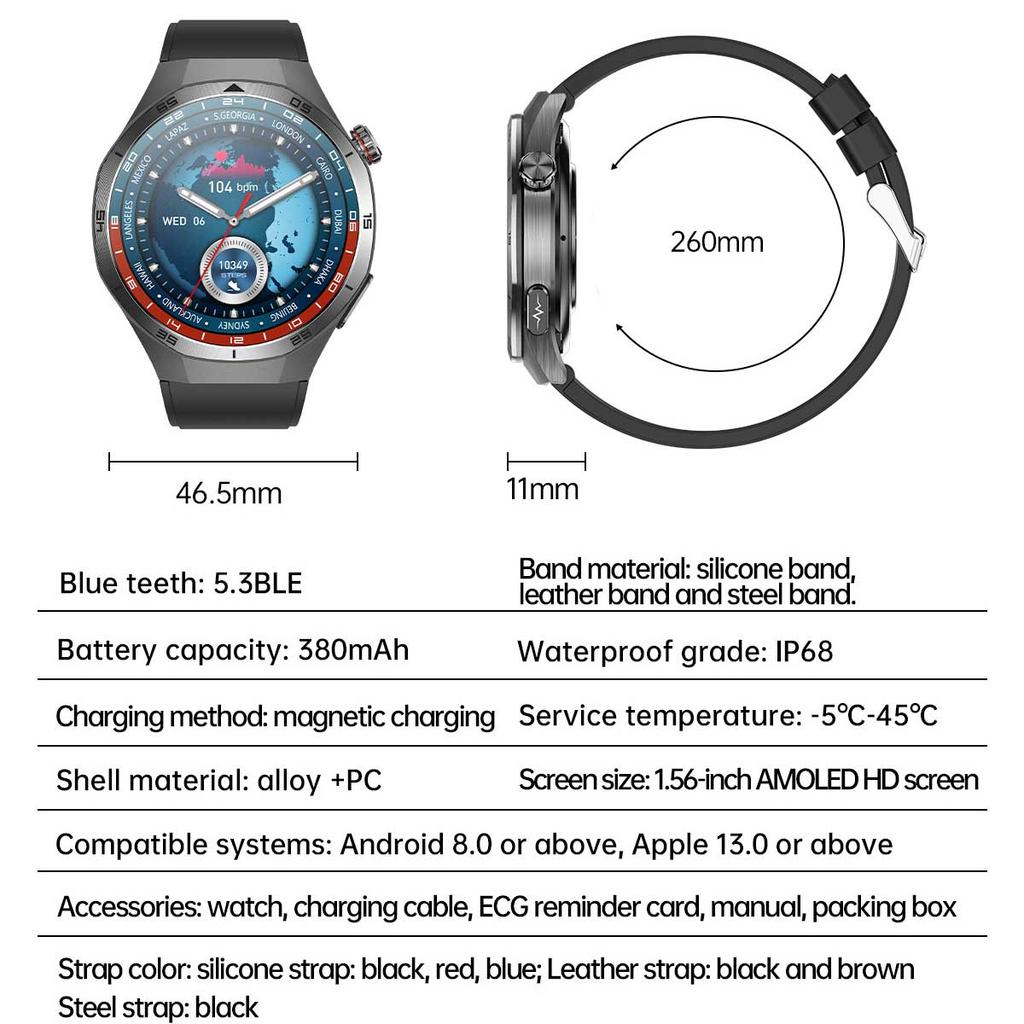 2025 NEW Health Micro Physical Examination Smart Watch ECG BP Blood Oxygen Uric Acid Blood Fat Temp Bluetooth Call SmartWatch