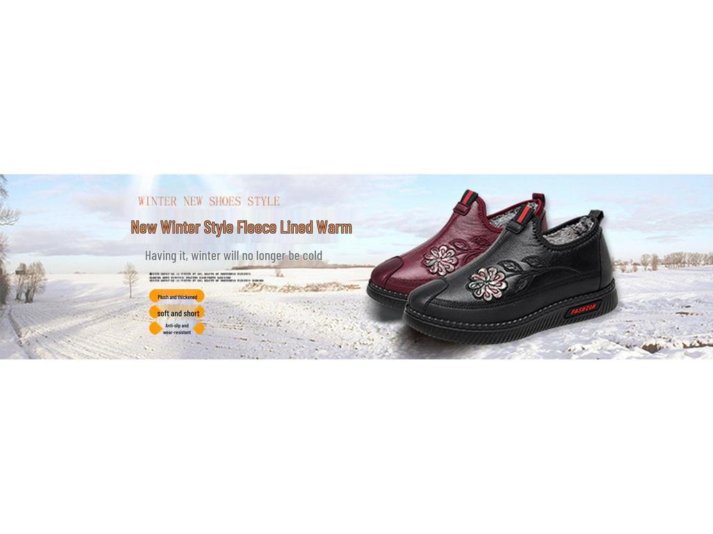2025 Spring/Summer Women's Ethnic Style Flat Heel Old Beijing Cloth Shoes for Middle-Aged & Elderly Mothers