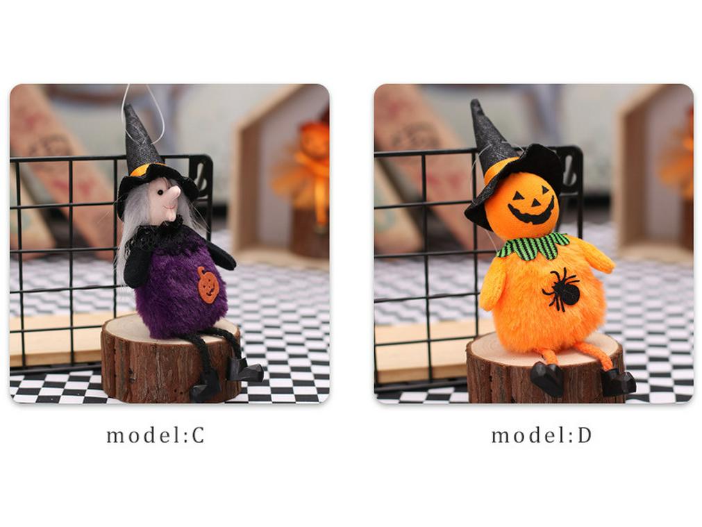 Plush Pumpkin Witch Doll Hanging Halloween Decor