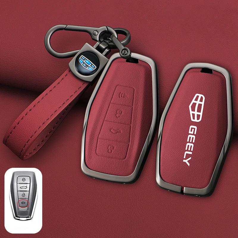 Zinc Alloy Leather Car Key Case Cover Shell For Geely Okavango Coolray Atlas Monjaro Tugella Emgrand Gt S Proton X50 X70 Keychai