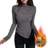 Women's Velvet Semi-High Neck Irregular Shoulder Long Sleeve Slim Fit Autumn Winter Top