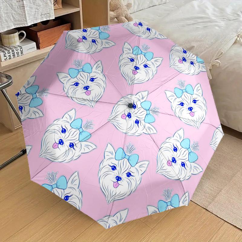 

1pc Dogs with Bows Pattern Automatic Folding Umbrella, 8 Ribs Iron Frame, Suitable for Outdoor Travel and Daily Use yy251120174