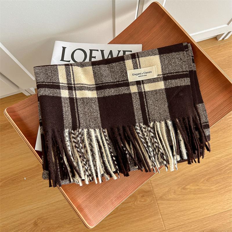 Осенне-зимний классический большой квадратный ретро-шарф из искусственного кашемира — фото 10